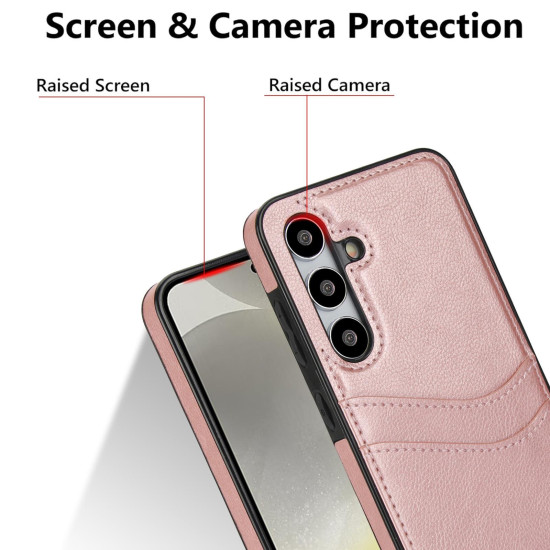 For Samsung Galaxy S24+ 5G Litchi Leather Skin Card Slots Phone Case(Rose Gold)
