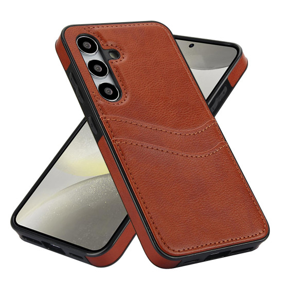 For Samsung Galaxy S24+ 5G Litchi Leather Skin Card Slots Phone Case(Brown)