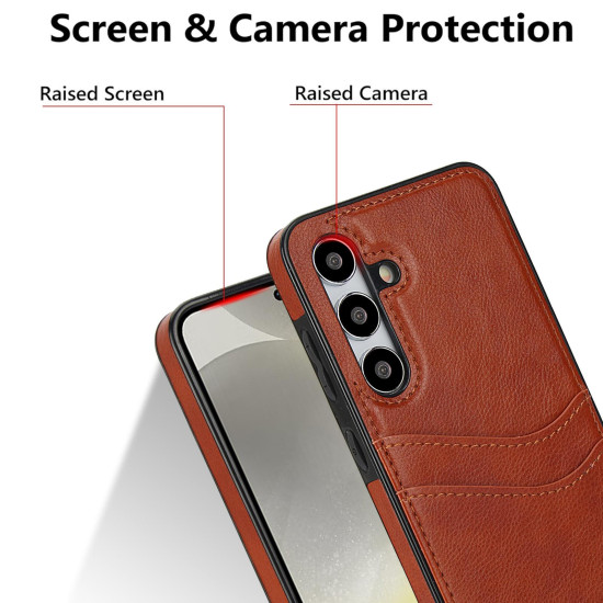 For Samsung Galaxy S24+ 5G Litchi Leather Skin Card Slots Phone Case(Brown)