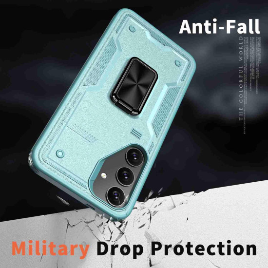 For Samsung Galaxy S24+ 5G Ring Holder PC Hybrid TPU Phone Case(Blue)