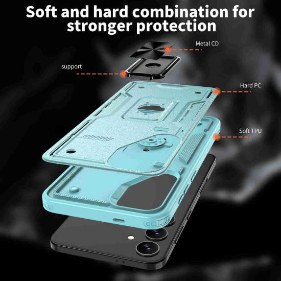 For Samsung Galaxy S24+ 5G Ring Holder PC Hybrid TPU Phone Case(Blue)