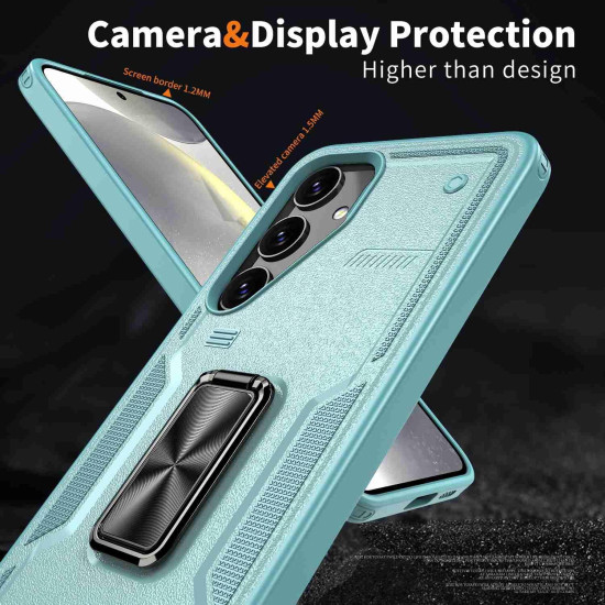 For Samsung Galaxy S24+ 5G Ring Holder PC Hybrid TPU Phone Case(Blue)