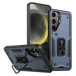 For Samsung Galaxy S24+ 5G Ring Holder PC Hybrid TPU Phone Case(Navy Blue)