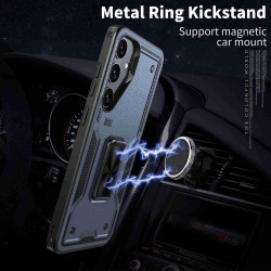 For Samsung Galaxy S24+ 5G Ring Holder PC Hybrid TPU Phone Case(Navy Blue)