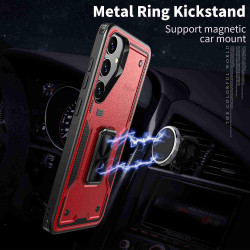 For Samsung Galaxy S24+ 5G Ring Holder PC Hybrid TPU Phone Case(Red)