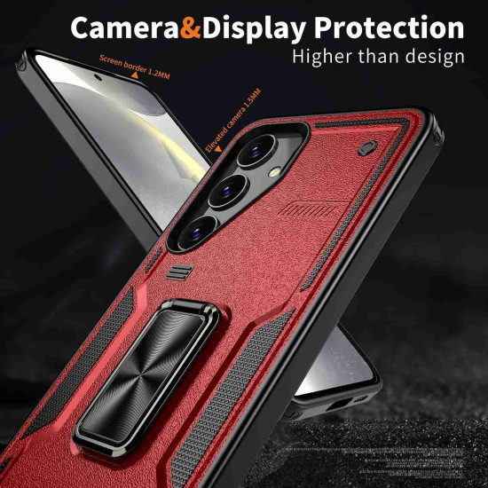 For Samsung Galaxy S24+ 5G Ring Holder PC Hybrid TPU Phone Case(Red)