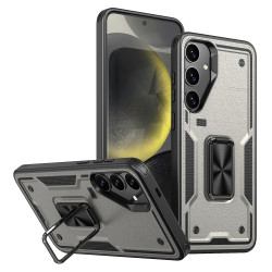 For Samsung Galaxy S24+ 5G Ring Holder PC Hybrid TPU Phone Case(Titanium Grey)