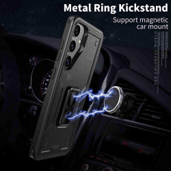 For Samsung Galaxy S24+ 5G Ring Holder PC Hybrid TPU Phone Case(Black)
