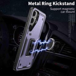 For Samsung Galaxy S24+ 5G Ring Holder PC Hybrid TPU Phone Case(Purple)