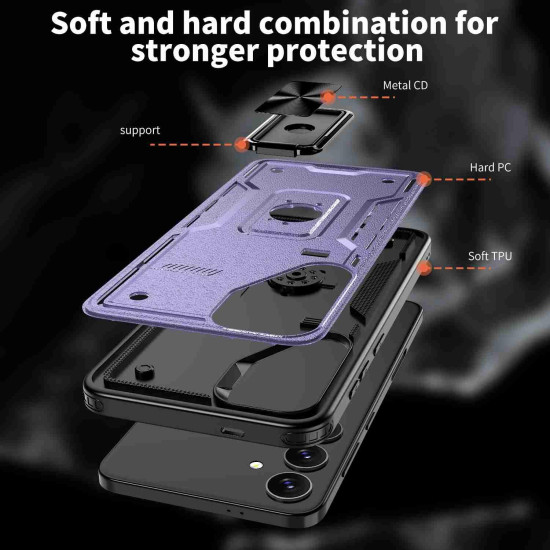 For Samsung Galaxy S24+ 5G Ring Holder PC Hybrid TPU Phone Case(Purple)