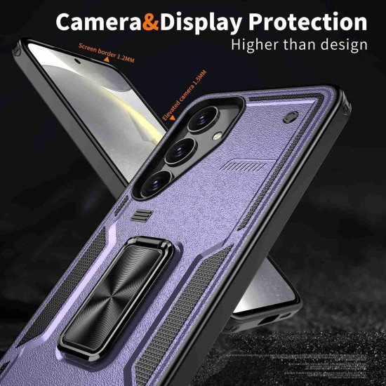 For Samsung Galaxy S24+ 5G Ring Holder PC Hybrid TPU Phone Case(Purple)