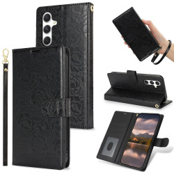 For Samsung Galaxy S24+ 5G Peony Flowers Imprint Leather Phone Case(Black)