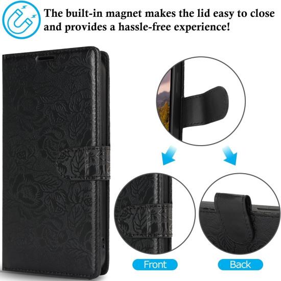For Samsung Galaxy S24+ 5G Peony Flowers Imprint Leather Phone Case(Black)