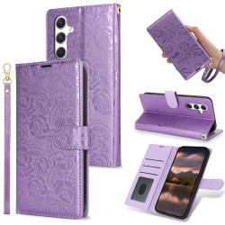 For Samsung Galaxy S24+ 5G Peony Flowers Imprint Leather Phone Case(Purple)