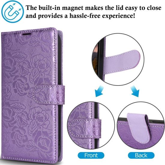 For Samsung Galaxy S24+ 5G Peony Flowers Imprint Leather Phone Case(Purple)