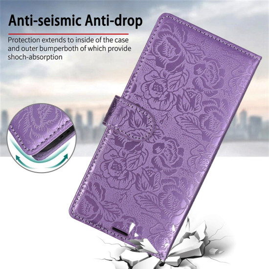 For Samsung Galaxy S24+ 5G Peony Flowers Imprint Leather Phone Case(Purple)
