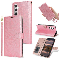 For Samsung Galaxy S24+ 5G Peony Flowers Imprint Leather Phone Case(Pink)