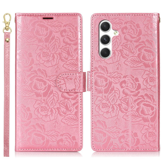 For Samsung Galaxy S24+ 5G Peony Flowers Imprint Leather Phone Case(Pink)