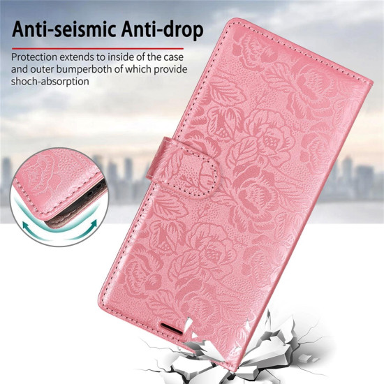 For Samsung Galaxy S24+ 5G Peony Flowers Imprint Leather Phone Case(Pink)