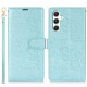 For Samsung Galaxy S24+ 5G Peony Flowers Imprint Leather Phone Case(Sky Blue)
