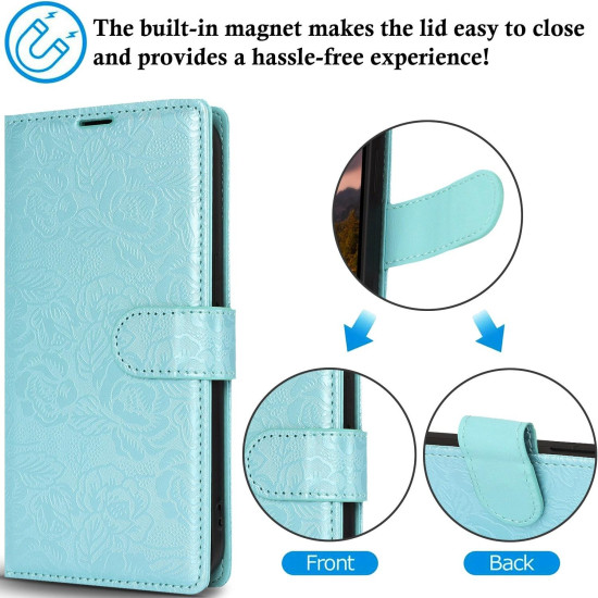 For Samsung Galaxy S24+ 5G Peony Flowers Imprint Leather Phone Case(Sky Blue)