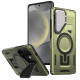 For Samsung Galaxy S24+ 5G Shield Frame Holder MagSafe Phone Case(Olive Green)