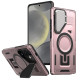For Samsung Galaxy S24+ 5G Shield Frame Holder MagSafe Phone Case(Rose Gold)