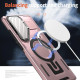 For Samsung Galaxy S24+ 5G Shield Frame Holder MagSafe Phone Case(Rose Gold)