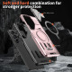 For Samsung Galaxy S24+ 5G Shield Frame Holder MagSafe Phone Case(Rose Gold)