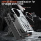 For Samsung Galaxy S24+ 5G Shield Frame Holder MagSafe Phone Case(Grey)