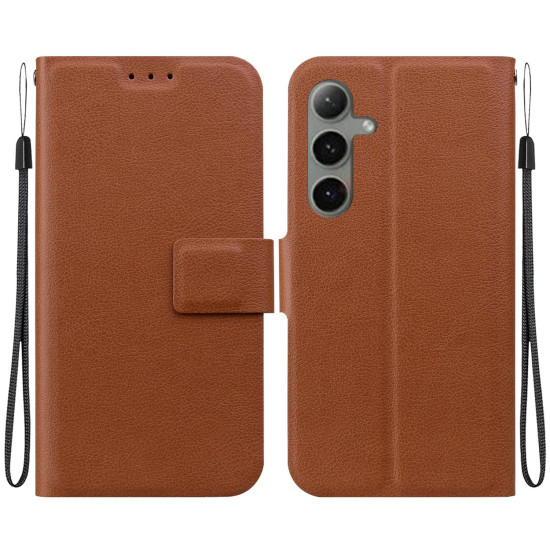 For Samsung Galaxy S24+ 5G Ultra-thin Voltage Magnetic Buckle Leather Phone Case(Brown)