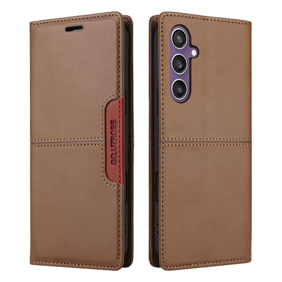 For Samsung Galaxy S24+ 5G GQUTROBE G01 RFID Anti-theft Leather Phone Case(Brown)