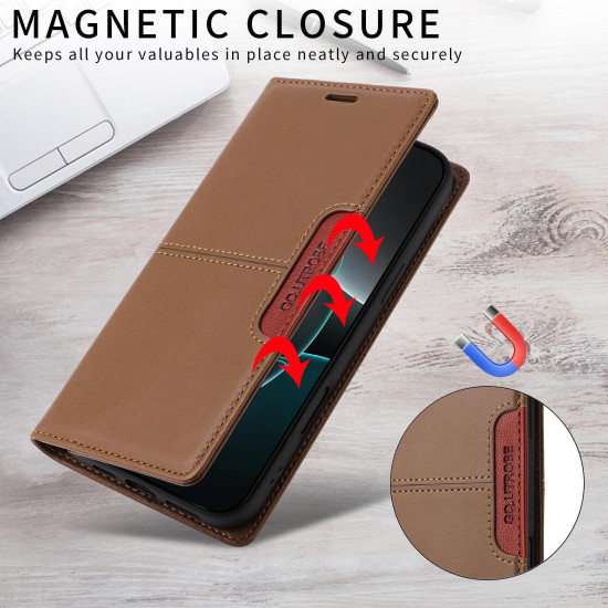 For Samsung Galaxy S24+ 5G GQUTROBE G01 RFID Anti-theft Leather Phone Case(Brown)