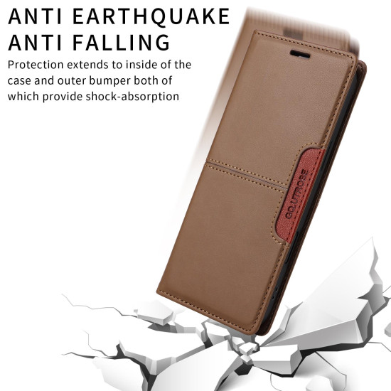 For Samsung Galaxy S24+ 5G GQUTROBE G01 RFID Anti-theft Leather Phone Case(Brown)
