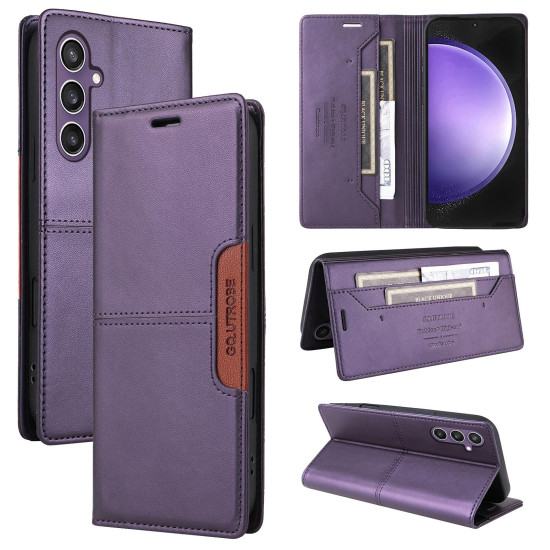 For Samsung Galaxy S24+ 5G GQUTROBE G01 RFID Anti-theft Leather Phone Case(Purple)