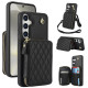 For Samsung Galaxy S24+ / S25+ 5G AwQuer Crossbody Zipper Wallet Rhombic Leather Back Phone Case(Black)