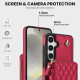For Samsung Galaxy S24+ / S25+ 5G AwQuer Crossbody Zipper Wallet Rhombic Leather Back Phone Case(Red)