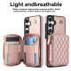For Samsung Galaxy S24+ / S25+ 5G AwQuer Crossbody Zipper Wallet Rhombic Leather Back Phone Case(Rose Gold)