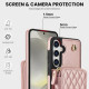 For Samsung Galaxy S24+ / S25+ 5G AwQuer Crossbody Zipper Wallet Rhombic Leather Back Phone Case(Rose Gold)
