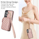 For Samsung Galaxy S24+ / S25+ 5G AwQuer Crossbody Zipper Wallet Rhombic Leather Back Phone Case(Rose Gold)