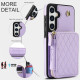 For Samsung Galaxy S24+ / S25+ 5G AwQuer Crossbody Zipper Wallet Rhombic Leather Back Phone Case(Purple)