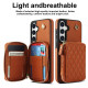 For Samsung Galaxy S24+ / S25+ 5G AwQuer Crossbody Zipper Wallet Rhombic Leather Back Phone Case(Brown)