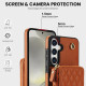 For Samsung Galaxy S24+ / S25+ 5G AwQuer Crossbody Zipper Wallet Rhombic Leather Back Phone Case(Brown)