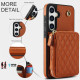 For Samsung Galaxy S24+ / S25+ 5G AwQuer Crossbody Zipper Wallet Rhombic Leather Back Phone Case(Brown)