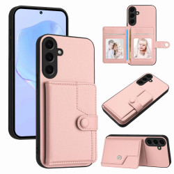 For Samsung Galaxy S24+ 5G Button Card Bag RFID Anti-theft Phone Case(Pink)