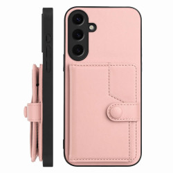 For Samsung Galaxy S24+ 5G Button Card Bag RFID Anti-theft Phone Case(Pink)