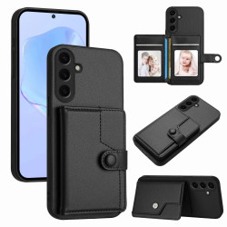 For Samsung Galaxy S24+ 5G Button Card Bag RFID Anti-theft Phone Case(Black)