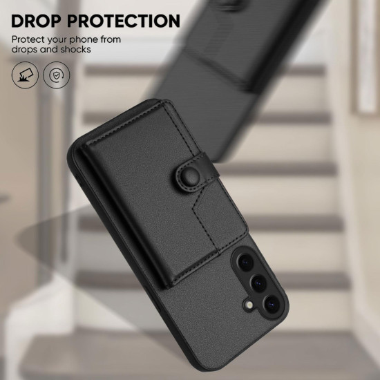 For Samsung Galaxy S24+ 5G Button Card Bag RFID Anti-theft Phone Case(Black)