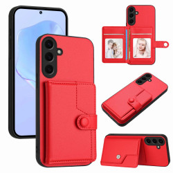 For Samsung Galaxy S24+ 5G Button Card Bag RFID Anti-theft Phone Case(Red)