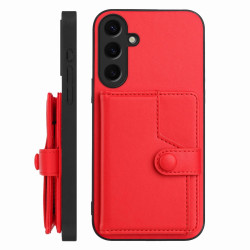 For Samsung Galaxy S24+ 5G Button Card Bag RFID Anti-theft Phone Case(Red)